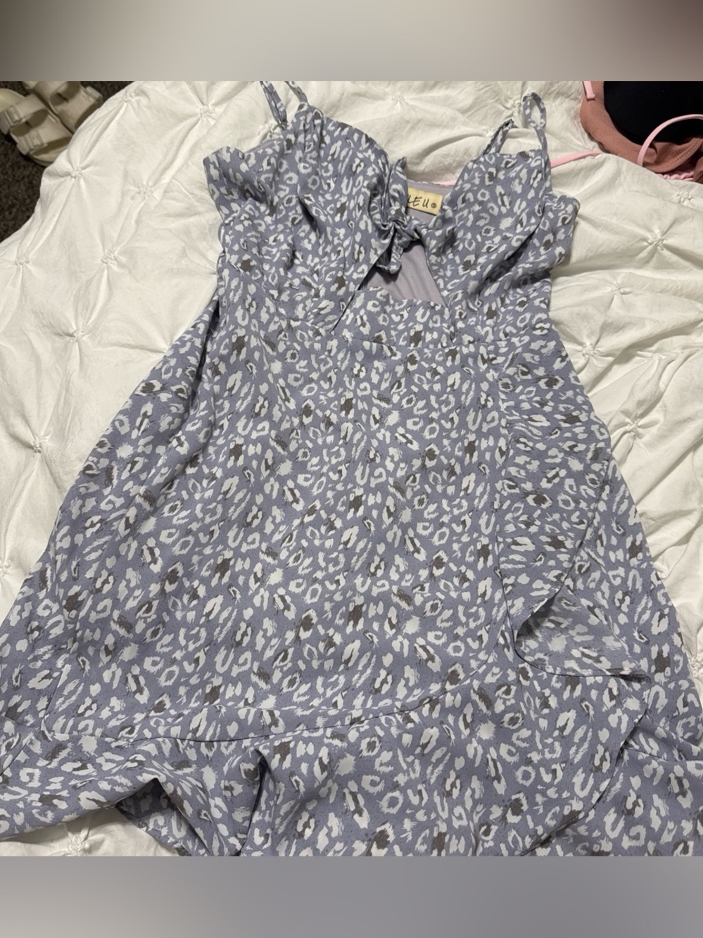 Light Blue Leopard Print Mini Dress - Elle